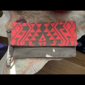 Aztec Print Woven Clutch